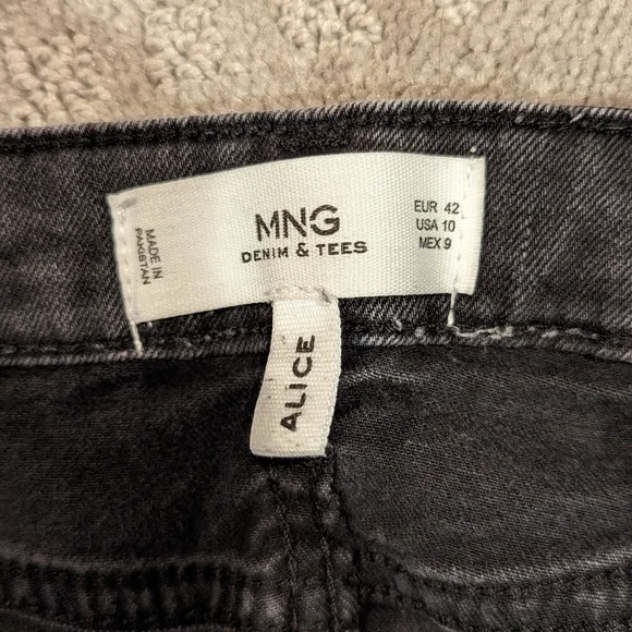 Mango Straight Leg Mid Rise Cropped Jeans Size 10 Faded Black - Picture 8 of 11